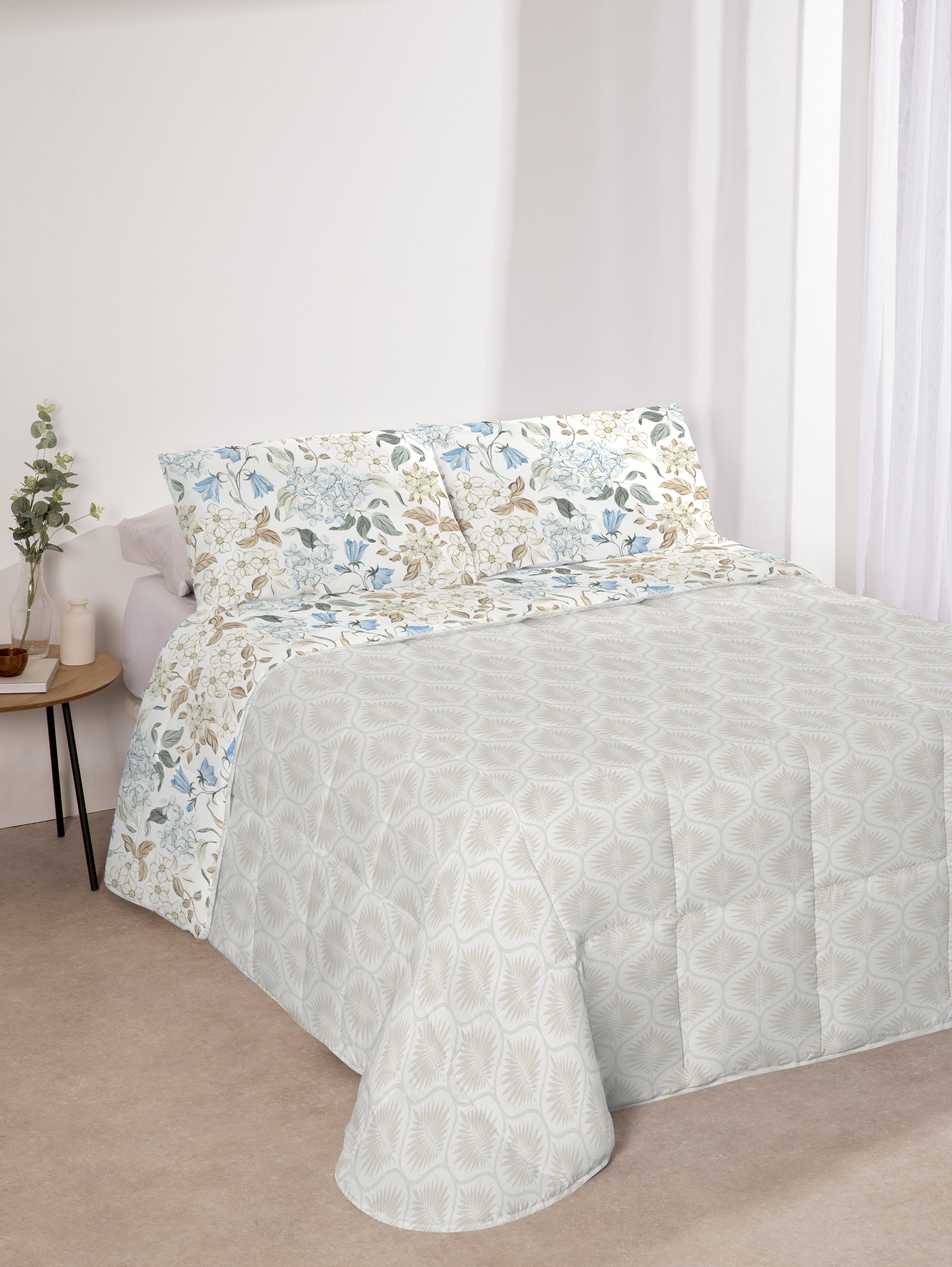 Edredón Don Algodon Digital Reversible Fiore - Set Edredón + Fundas de Almohada
