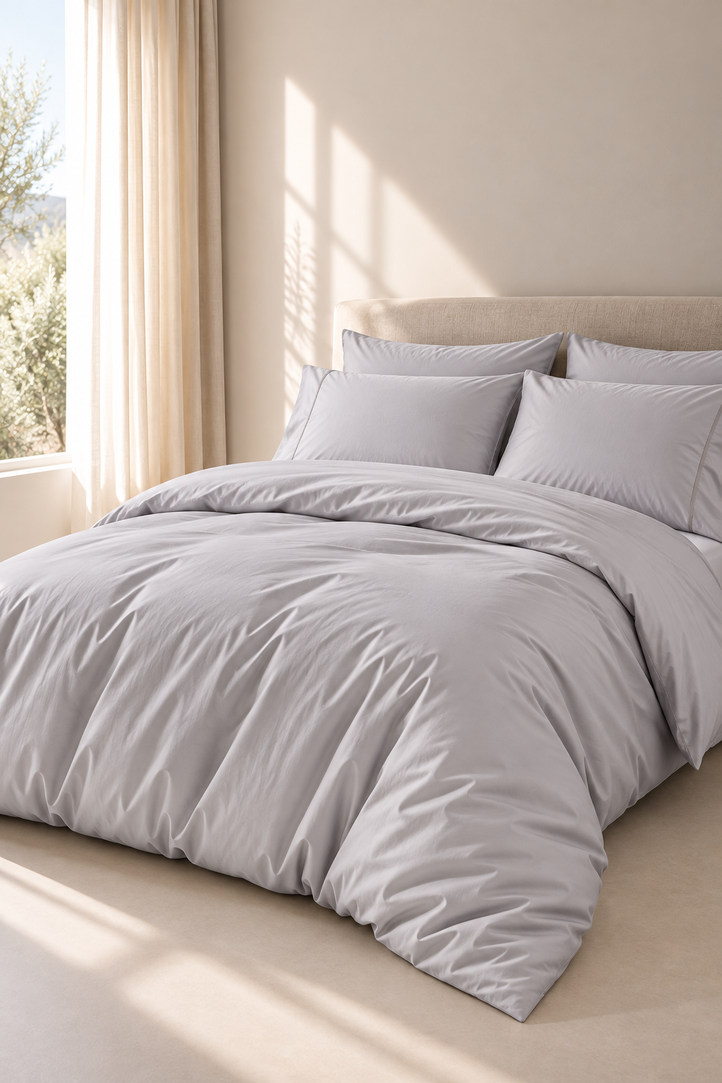 Dúo Nórdico Don Algodon Satén 300 Hilos Elba Gris - Set Funda Nórdica + Fundas Almohada