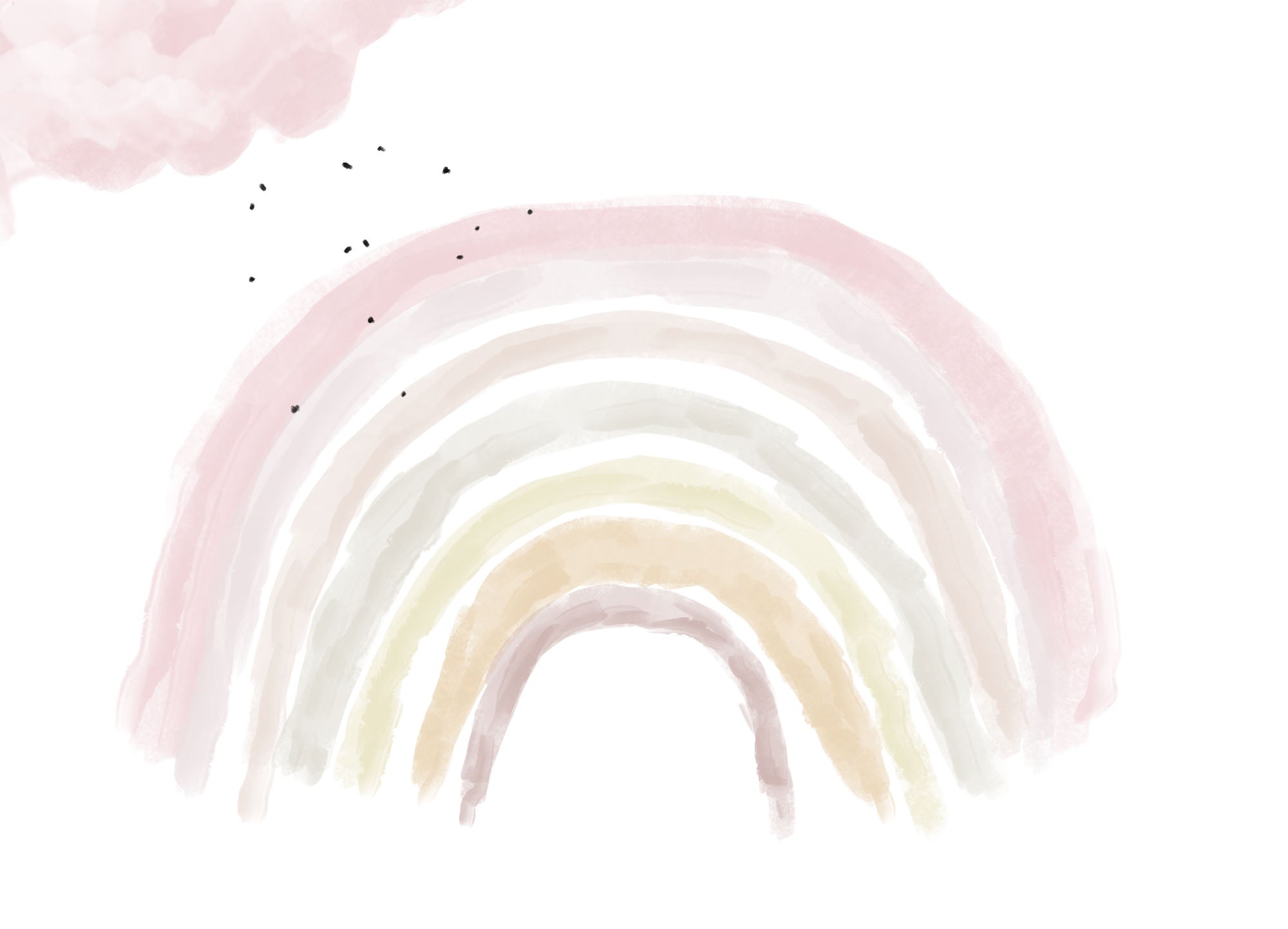Papier peint arc-en-ciel rose pour enfant
