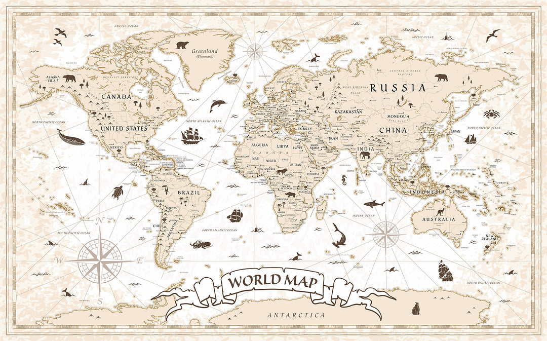 Old World Map Illustration Wallpaper