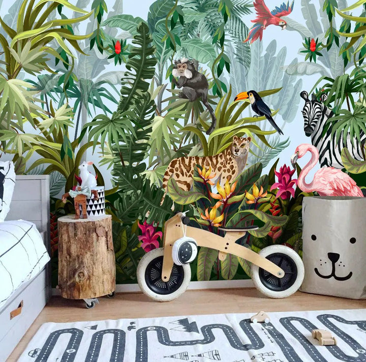 Papier peint panoramique animaux de la jungle - Kam & Leon