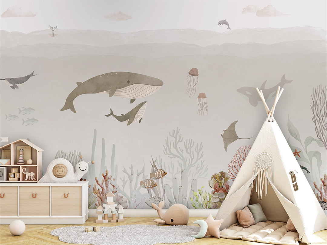 Papier Peint Panoramique Monde Marin et Animaux de l’Océan
